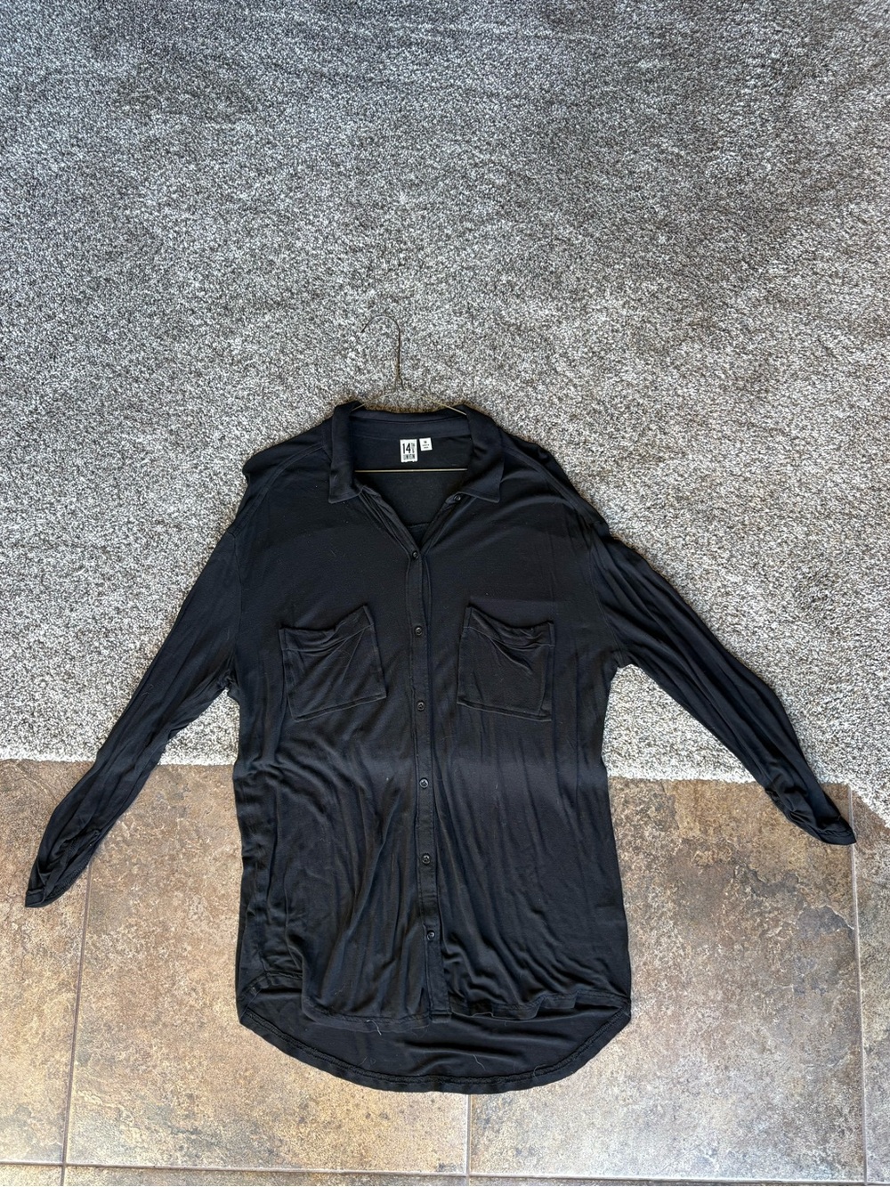 14th & Union Black Lightweight Button-Front Shirt Jacket